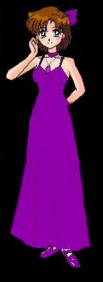 in a pretty purple dress