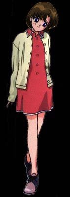 Chikako in a sweater and a dress