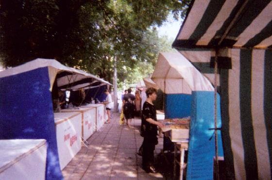 a line of vendors... not too far from the cutest notebook vendor ever.... he's not in the picture though. >.<